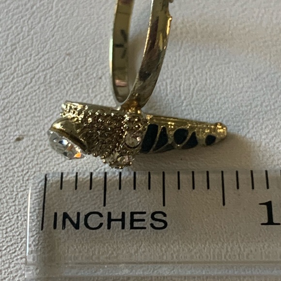 Ring ice cream cone black enamel with crystals adjustable - Picture 3 of 9